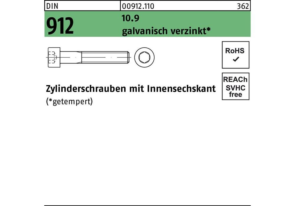 Reyher Zylinderschraube DIN 912 m.Внутренний диаметр, М 3 x 10 10,9 гальваническая версия...