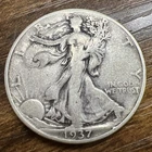 1937 Walking Liberty half dollar 90% silver Actual Coin.