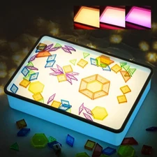 Odoorgames Sand Painting Light Box, Sensory Light Table for Kids - 3 Color Te...