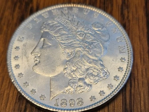 1898 MORGAN W/VID CH/GEM BU+ LUSTER BARELY ABOVE $80 MELT PRICE & FREE USA SHIP!
