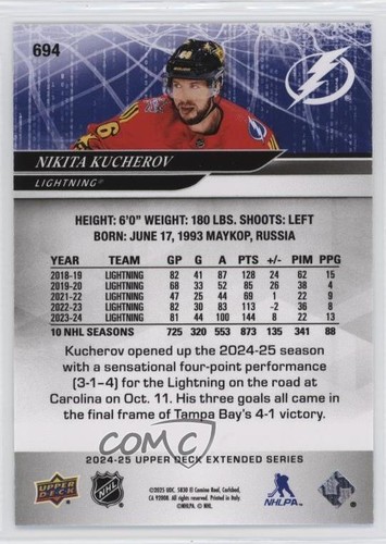 2024-25 Upper Deck Extended Series All-Star Deluxe 82/250 Nikita Kucherov #694 - 第 2/3 張圖片