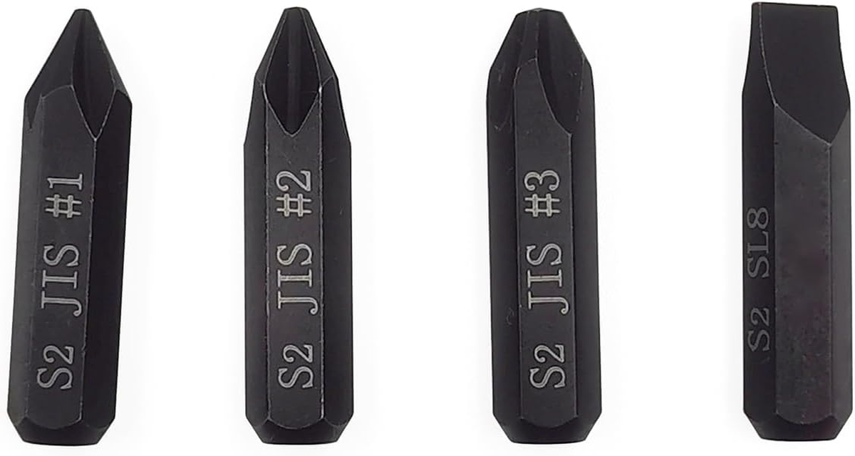 3Pcs JIS Impact Screwdriver Bits and 1Pcs Slotted Impact Bit for