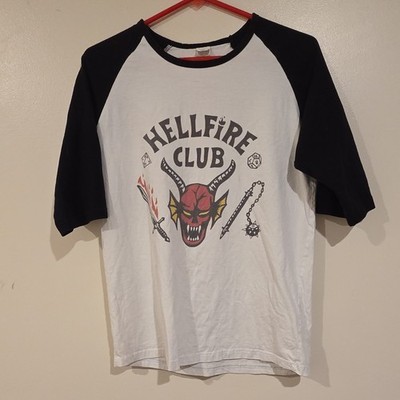 Hellfire Club Men's Raglan Graphic Print Crew Neck Short Sleeve T-Shirt W/B