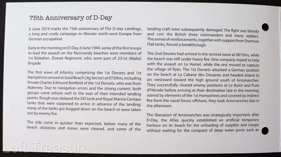 Alderney Stamps: "D-Day - 75th Anniversary" £3.00 MS Presentation Pack 2019 - Image 4 of 4