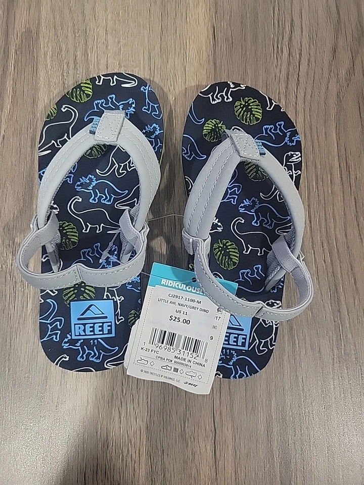 Chanclas Reef Toddler Ahi Dino. Talla 11. Azul marino/gris Foto 4 de 4