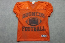Broncos Football Shirt Youth Medium Orange Mesh Practice Jersey Russell Top