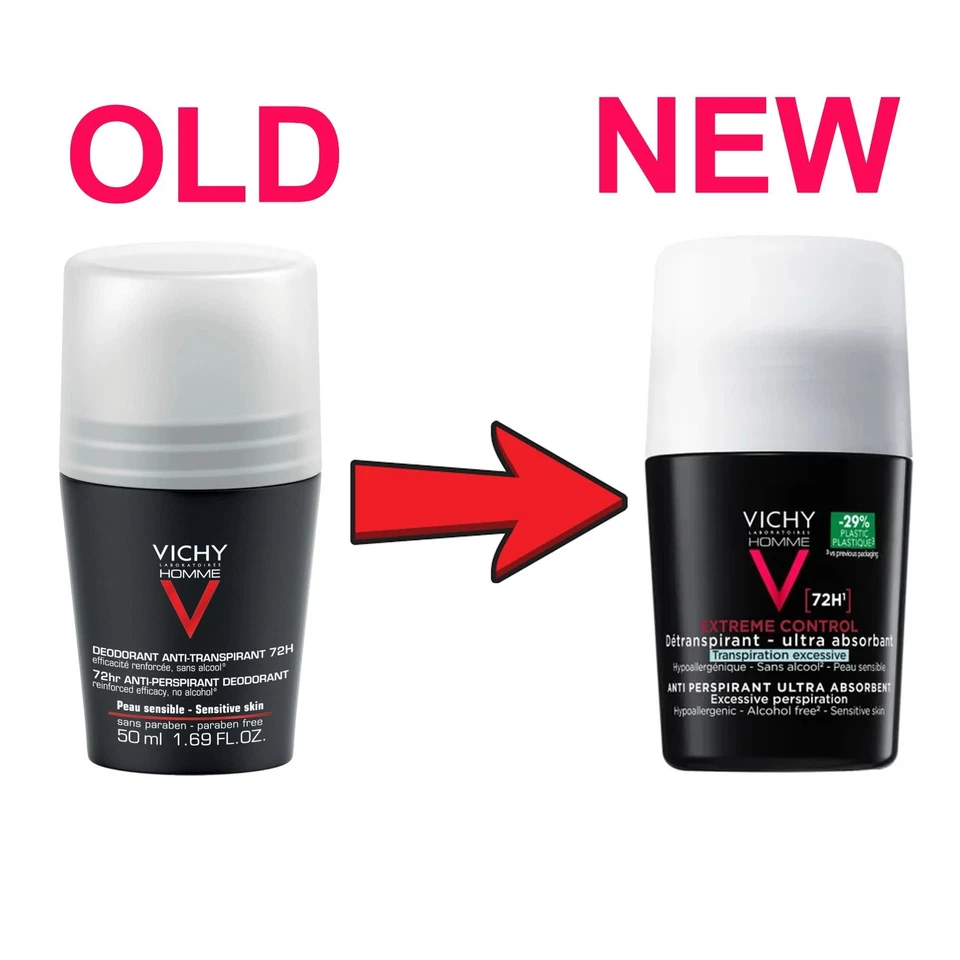 3 X Vichy Homme 72HR Desodorante Antitranspirante Extreme Control 50 ml Vendedor de EE. UU. Foto 3 de 3