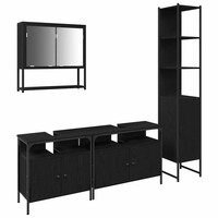 BadezimmermöBel-Set 4-Teilig Schwarz Eichen-Optik Holzwerkstoff