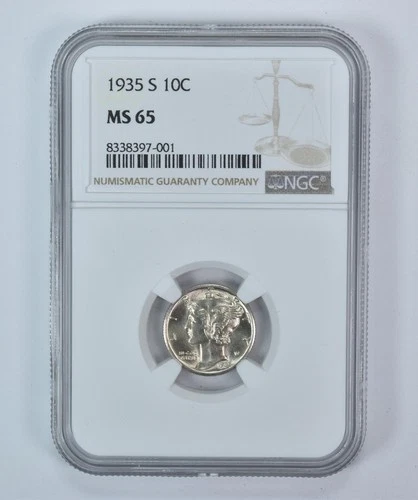 1935-S Mercury Dime MS65 NGC Brown Label