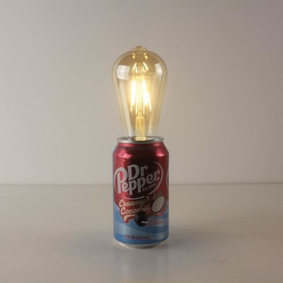 Upcycled Dr Pepper Creamy Coconut Soda Pop Can  Tabletop Battery Operated Lamp