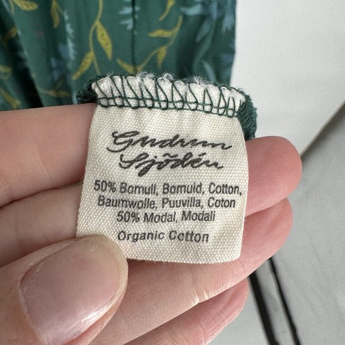 Gudrun Sjoden dress XXL green floral organic cotton midi pockets cottage forest - Picture 4 of 5
