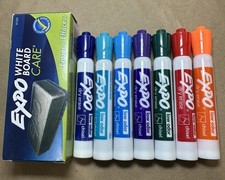 EXPO Dry Erase Markers Chisel Tip Low Odor 7 Assorted Colors Lot  EXPO Eraser