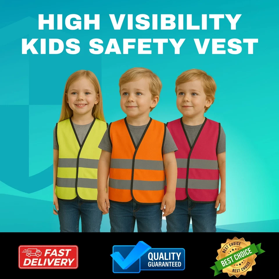STEP AHEAD KIDS HI VIS VEST HIGH VIZ VISIBILITY REFLECTIVE JUNIOR SAFETY WAISTCOAT