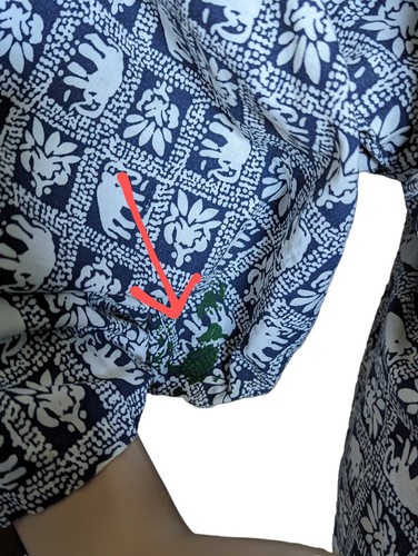 Vintage 60s Artist Painter Wrap Smock Coat Top Cotton Elephant Print & Pockets - Picture 9 of 10