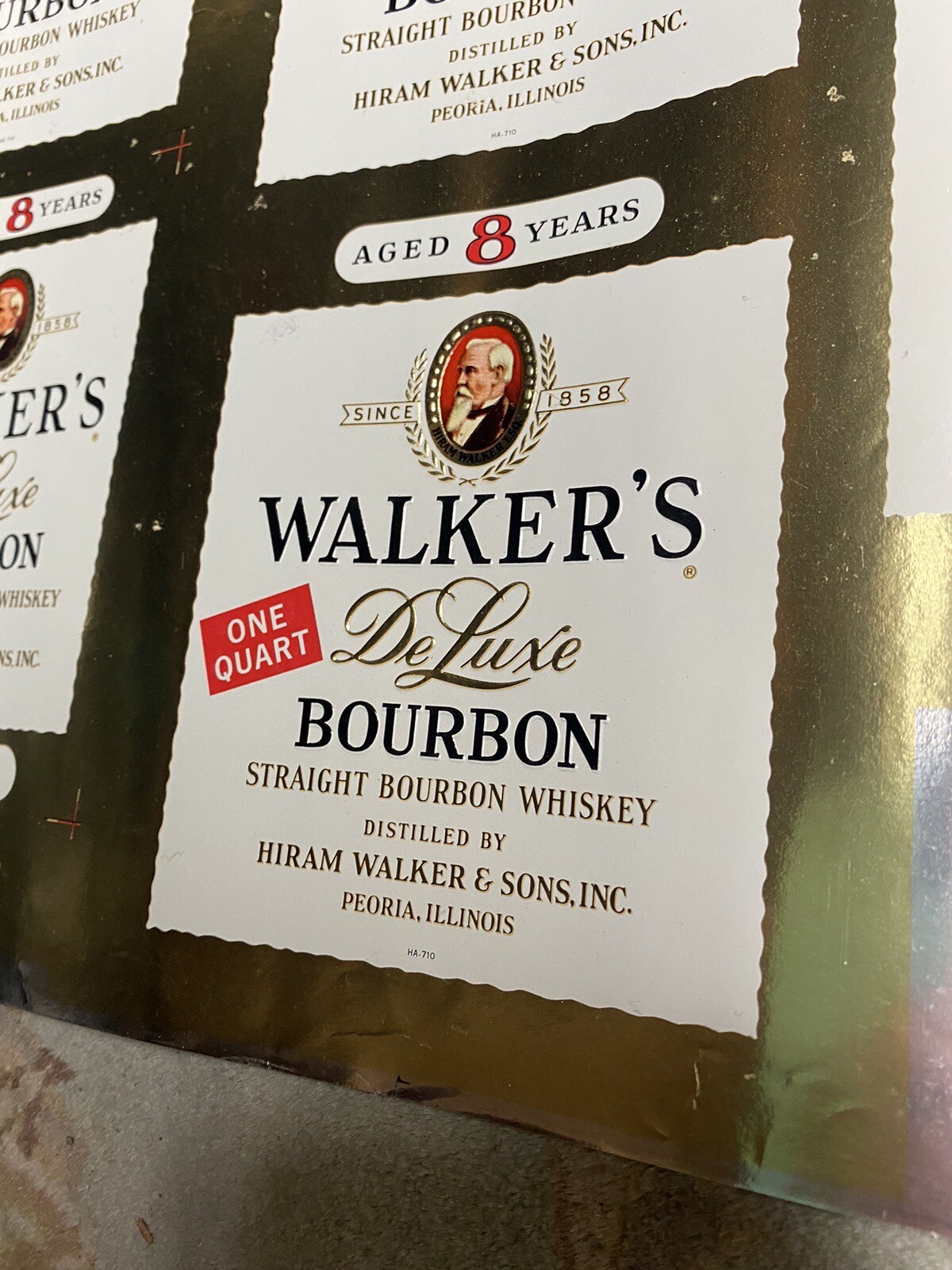 Hiram Walkers Bourbon Sheet Of Uncut Bottle Labels 1967 Peoria Illinois