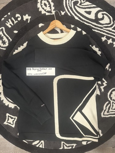 Volcom Sweater Men’s XL Vintage Black Late 90’s Pullover Knit Skateboard Crew - Picture 6 of 15