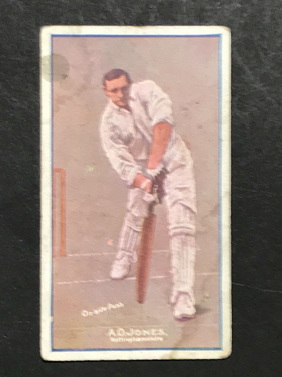 1906 SNIDERS & ABRAHAMS CIGARETTE CARD CRICKETERS IN ACTION JONES  NOTTINGHAMSHIR