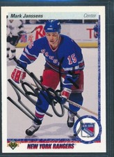 Autographed 1990-91 Upper Deck Set Break #298: MARK JANSSENS RC Signed Auto