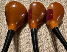 VINTAGE BOB TOSKI F378 PERSIMMON WOOD SET DRIVER 3 & 5 WOODS TARGET PENETRATOR+