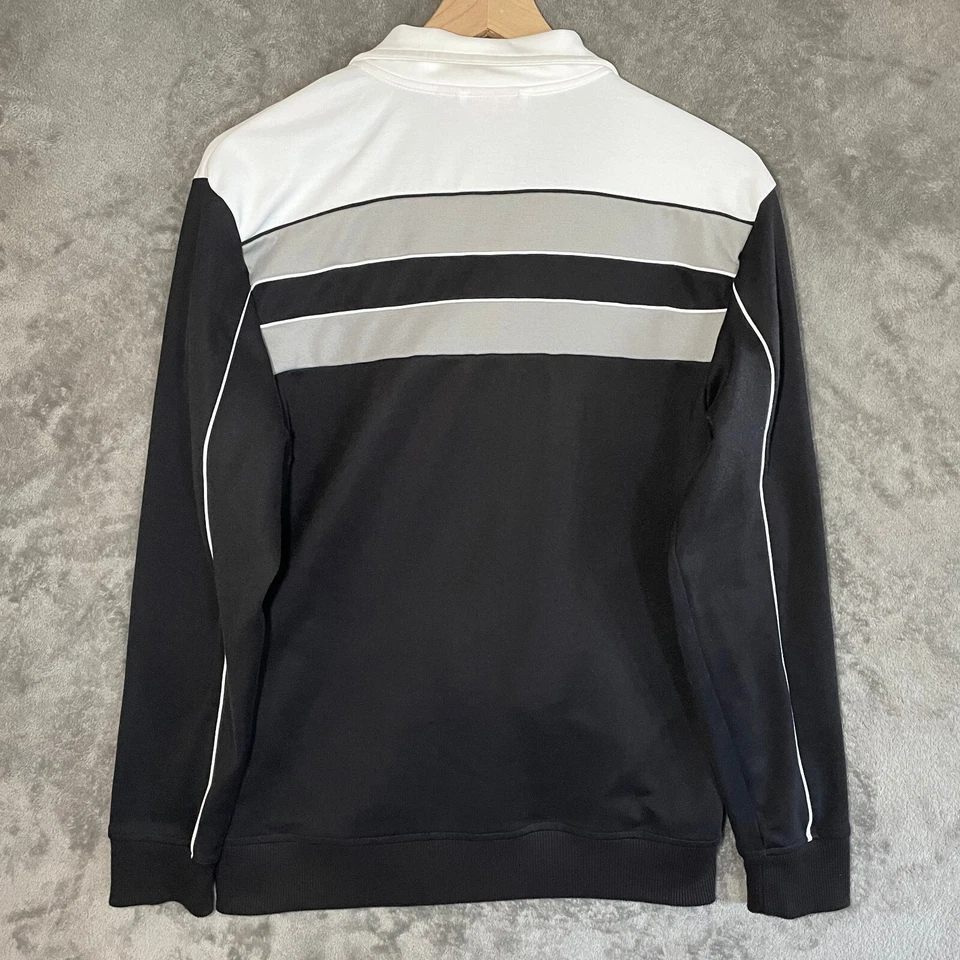 Puma Track Jacket Sweater Mens Small Black White Color Block Vintage Full Zip Up - Image 2 of 4