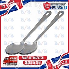 TWO LARGE LONG 13" SERVING SPOONS STAINLESS STEEL KITCHEN FOOD COOKING POT DISH