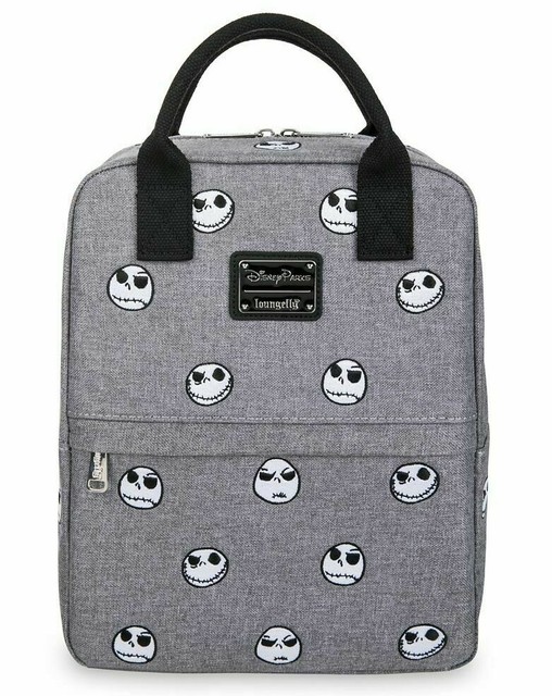 💀 NEW! JACK SKELLINGTON NBC Disney Loungefly Backpack Grey Canvas Cloth