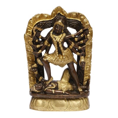 Messing Göttin Kali Maa Adi Shakti Mahakali Figurine Statue Skulptur