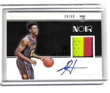 De'Andre Hunter 2019-20 Panini Noir RPA 19/99 RC Rookie Patch Auto Hawks