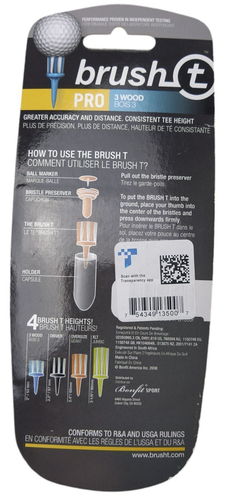 BRUSH T Premium Golf Tees PRO Plastic Blue 3 Wood Bois 3-Pack Size 2" 52mm NEW - Picture 3 of 5
