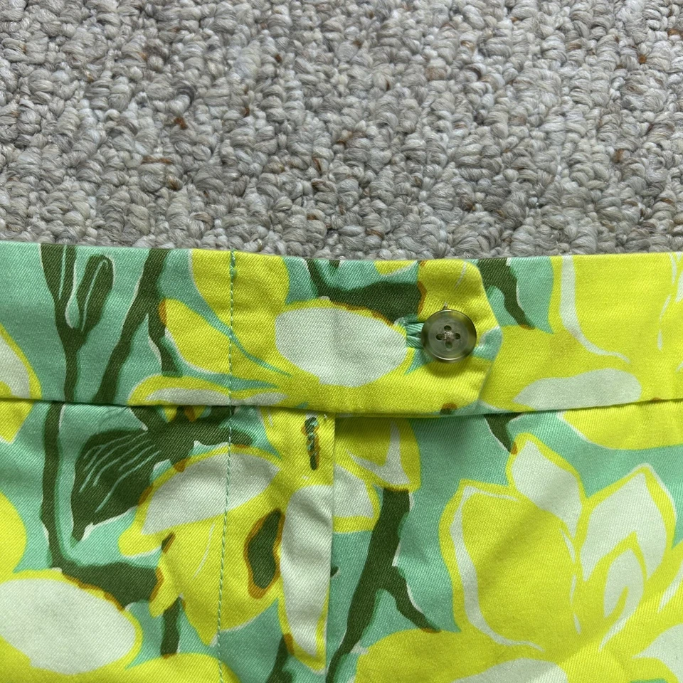 J. Pantalones Cortos Chinos Crew Para Mujer 2 Amarillo Azul Verde Floral Tiro Medio Bolsillos Foto 3 de 4