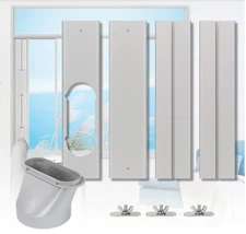 Portable AC Window Kit–Adjustable Plate for 5.9” Hose, Fits Vertical/Horizontal