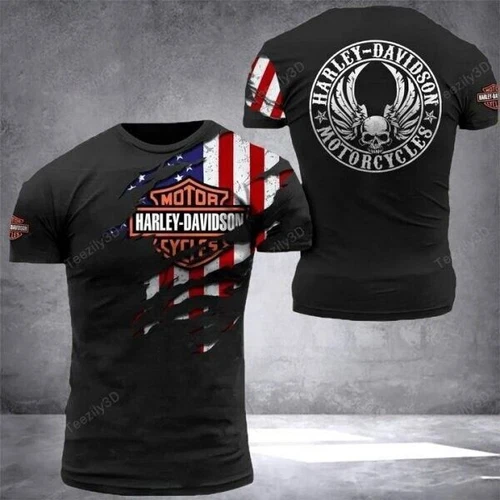 Männer Motorrad Harley Davidson Motiv Streetwear T-Shirt shirt reine Baumwolle )