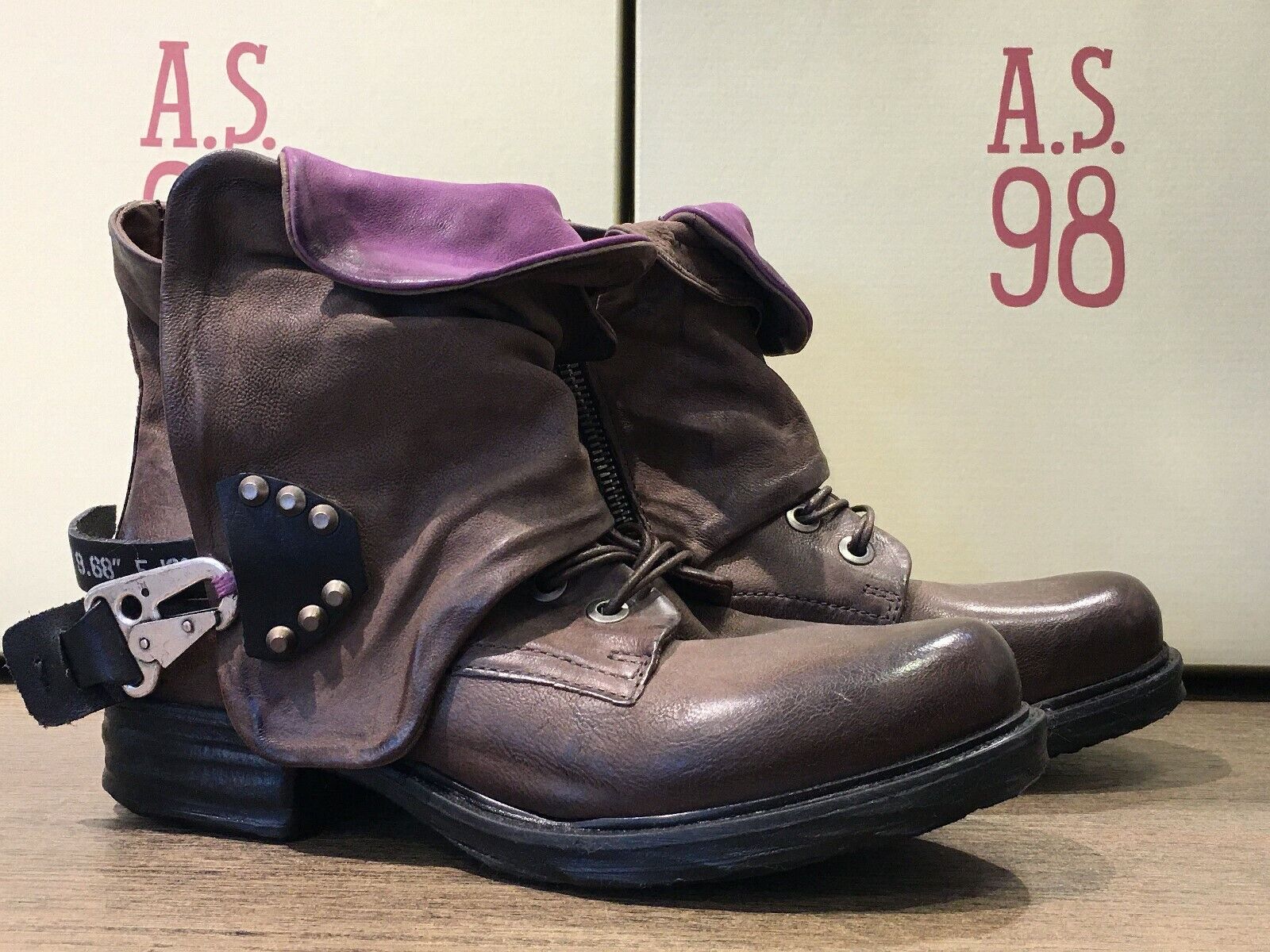  A.S.98 AS98 Airstep Boots Stiefel Stiefelette Braun Lila Gr. 39 UVP 229