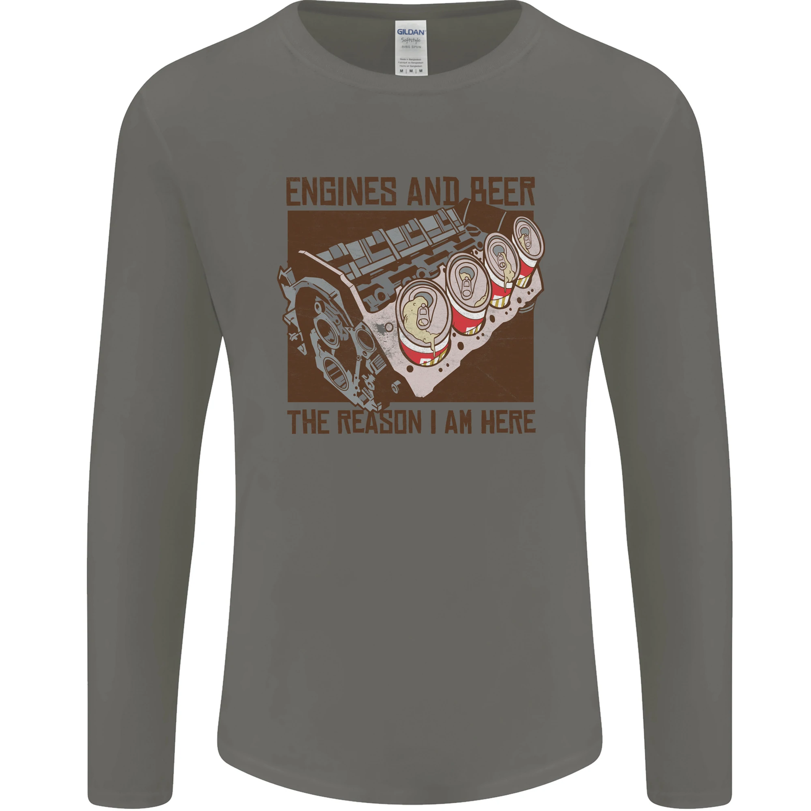Engines & Beer Cars Hot Rod Mechanic Funny Mens Long Sleeve TShirt eBay