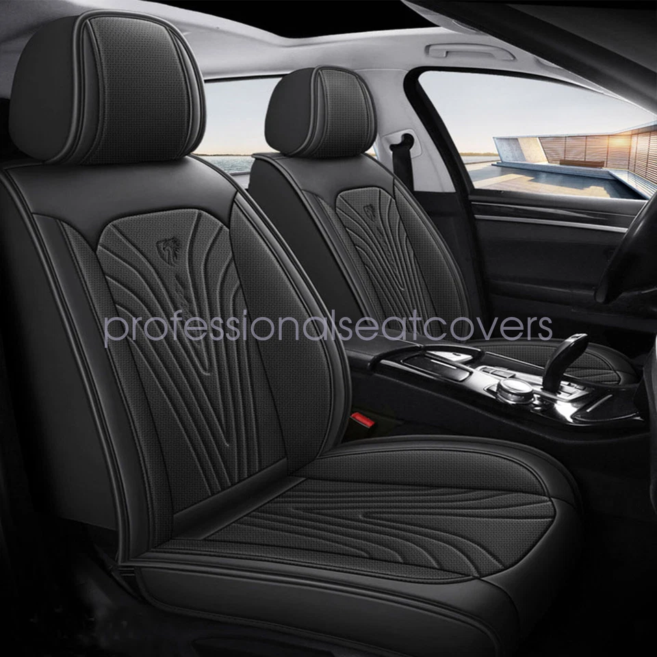 5Seats For 2009-2019 Cadillac CTS Driver & Passenger Leather Seat Cover Black - Imagem 2 de 4