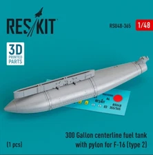 Reskit RSU48-0365 300 Gallon centerline fuel tank with pylon for F-16 type2 1/48
