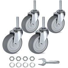 Caster Wheels 3 Inch Set of 4 Heavy Duty Threaded Stem Casters 3/8"-16 X 1-1/2"