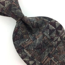CHEZ ROFFE USA TIE GEOMETRIC Abstract BLACK Gray Silk Necktie IS11-372 Ties