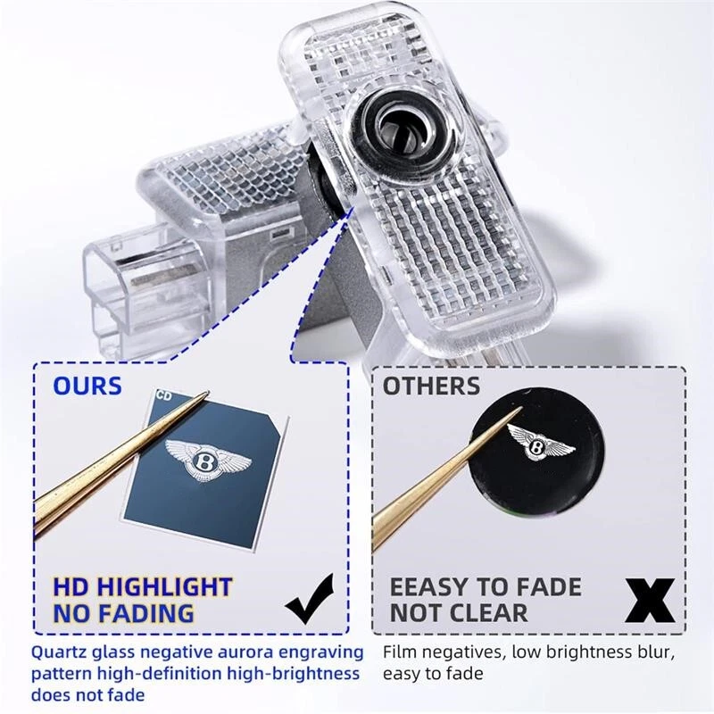 Proyecto emblema puerta luz LED coche 2 sin decoloración para Bentley Continental GT/GTC Foto 3 de 4