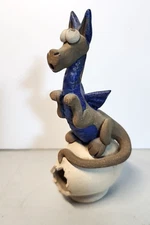 Baby Dragon Hatching From An Egg Sculpture Clay Artist Signed 1990