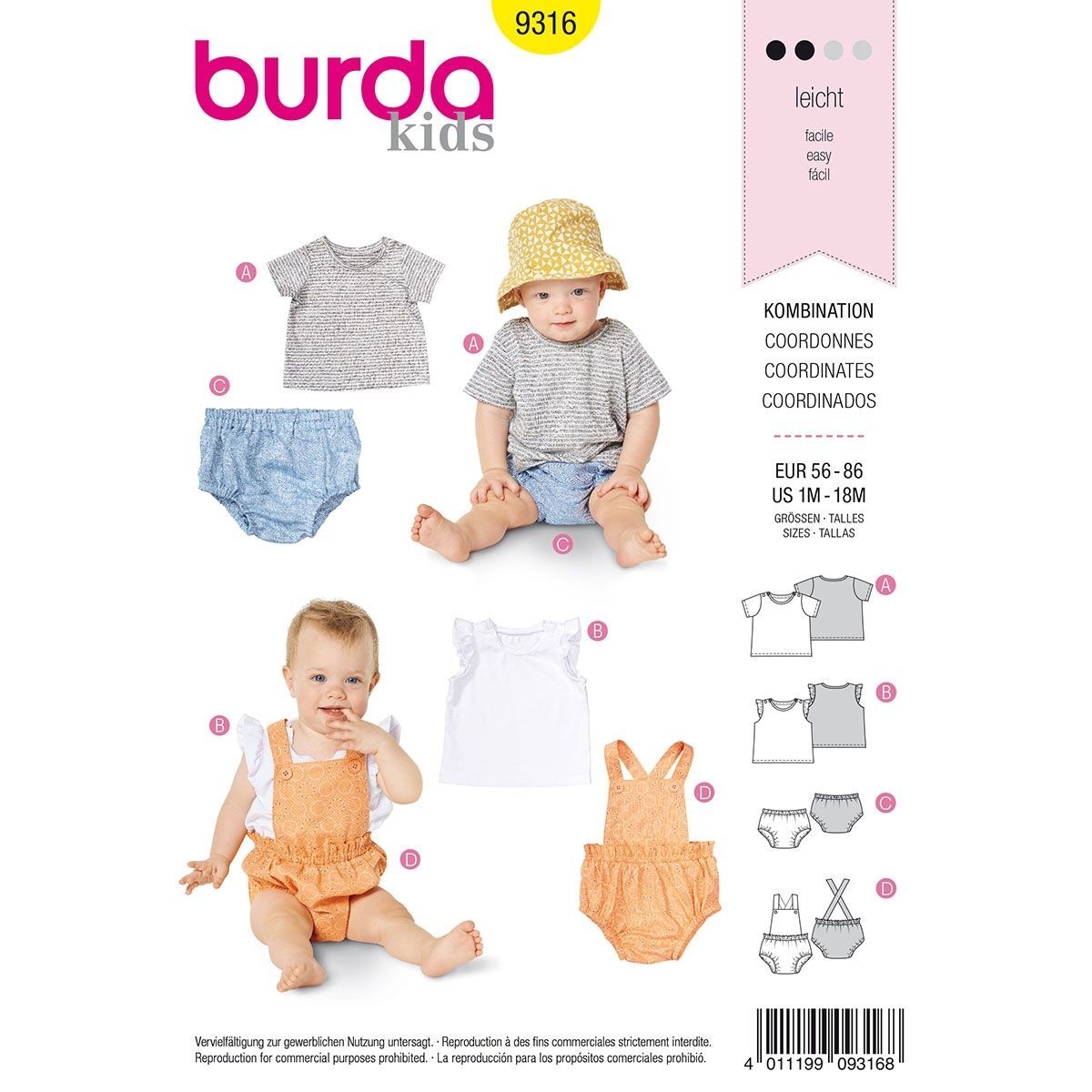 BURDA KIDS 9316 COORDINATES CHILD'S Sewing Pattern Ages 1 - 18 Month Skill: EASY