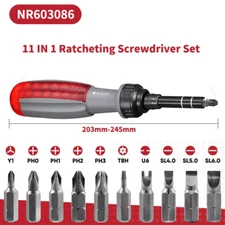 11 in 1 Ratchet Screwdriver Set Telescopic Screwdriver Two-Way ABS Handle Adjust