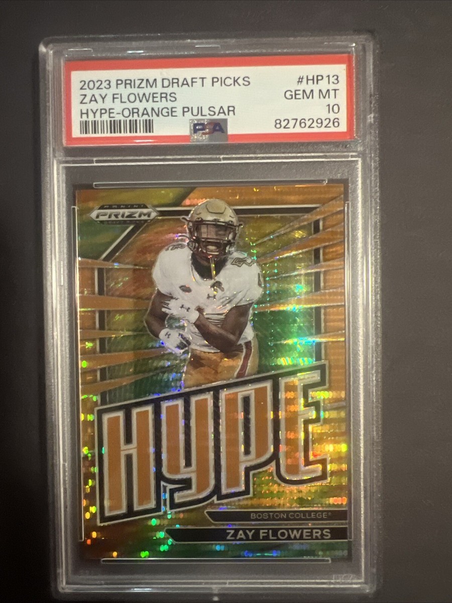 2023 Panini Prizm Draft Picks HYPE Zay Flowers Orange Pulsar