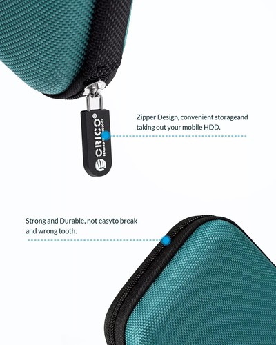 ORICO Hard Drive Case 2.5 in External Drive Storage Carrying Bag Waterproof Blue - Picture 4 of 8