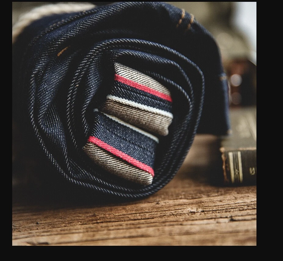 Lo último Para hombres Pantalones de mezclilla informales de corte ajustado con ribete oscuro recto vintage Foto 4 de 4