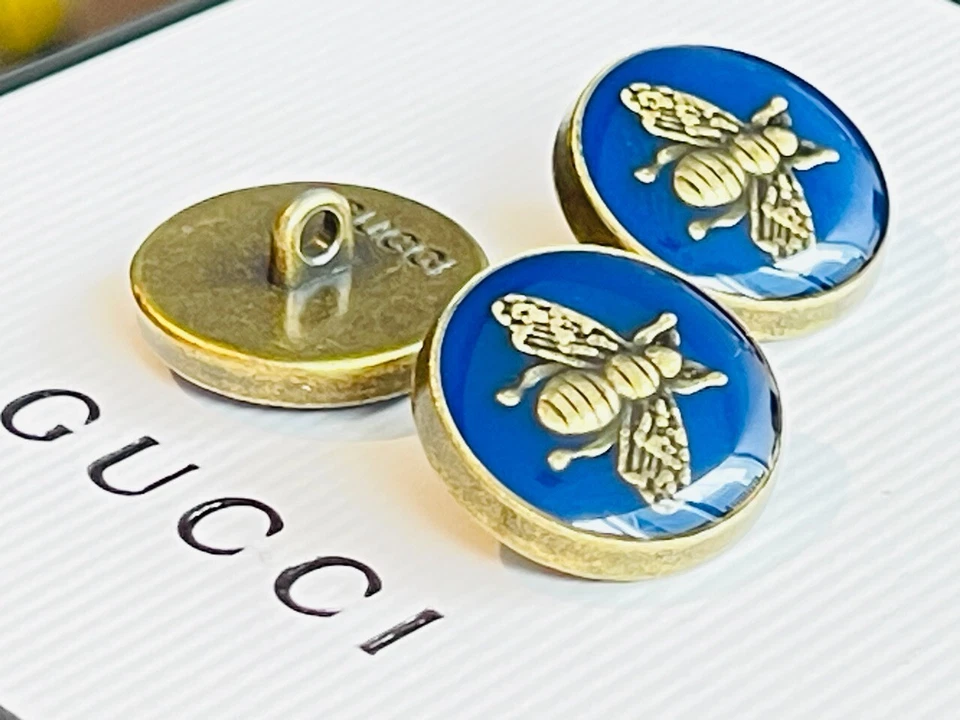 Gucci buttons 3 pcs metal 17 mm 0,7 inch metal Logo GG blue - Image 2 of 4