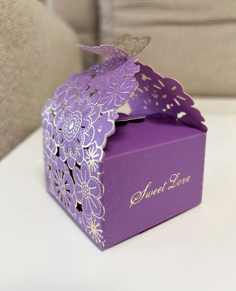 Cajas florales cortadas con láser 30 piezas - 2,6" X 2,6" X 1,6" para boda, baby shower, nacimiento Foto 4 de 4