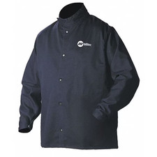 Miller Welding Jacket Cotton 9oz Navy Medium Flame Resistant Snap Front 30in Men