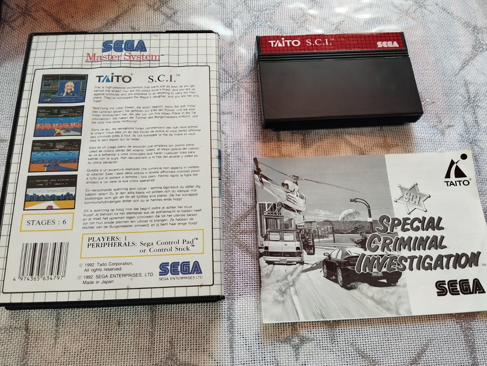 S.C.I. Special Criminal Investigation Sega Master System PAL Taito Course 1992