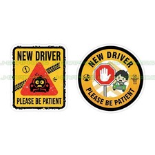 New Driver Please Be Patient Student Vinyl Decal Sticker 2 Pack E